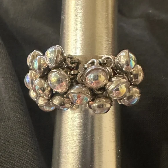 Swatch Bijoux stainless steel w/ iridescent pearl statement ring, SZ 8 Vintage - Picture 6 of 7